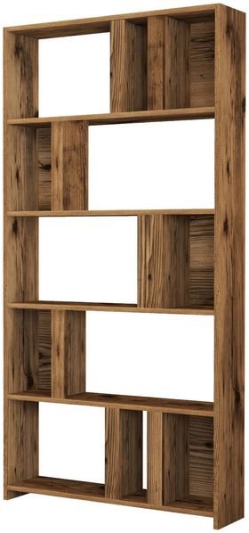 Dmora Bücherregal Karl, Büroregal, Mobiler Buchhalter, Bücherbrett, 90x20 h180 cm, Nussbaum