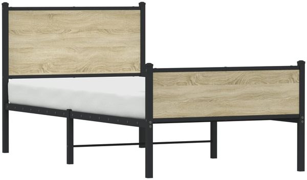 vidaXL Metallbett ohne Matratze Sonoma-Eiche 75x190 cm 4007894 Bild 4