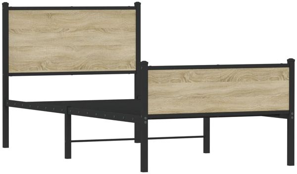 vidaXL Metallbett ohne Matratze Sonoma-Eiche 75x190 cm 4007894 Bild 3