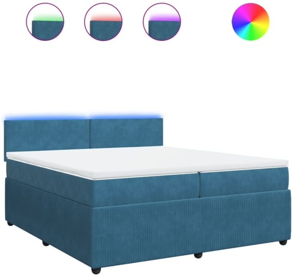 vidaXL Boxspringbett mit Matratze Blau 200x200 cm Samt 3290128