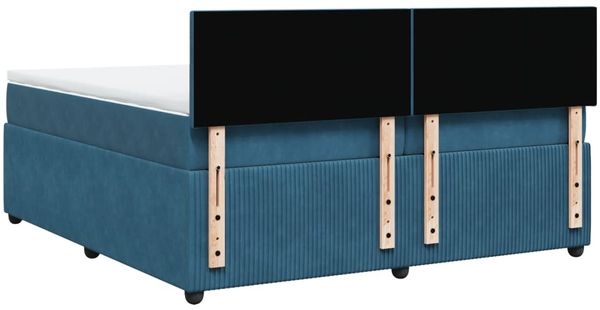 vidaXL Boxspringbett mit Matratze Blau 200x200 cm Samt 3290128 Bild 8