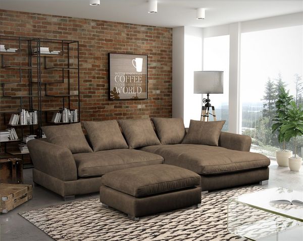 Couchgarnitur TIZIAN diverse Stoff und Farbvarianten/ Rechts+Hocker
