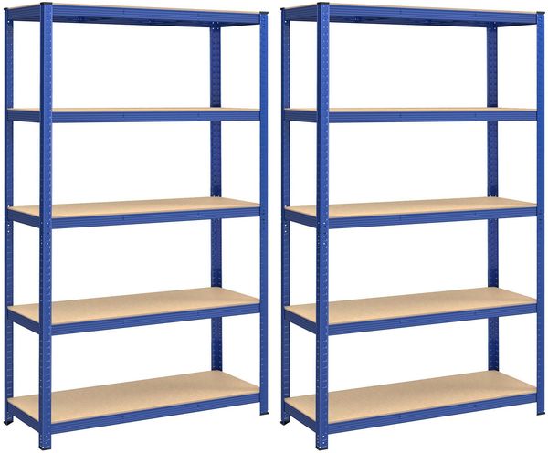 Songmics Schwerlastregale mit 5 Ablagen, Stahl / MDF, Blau, 200 x 60 x 120 cm