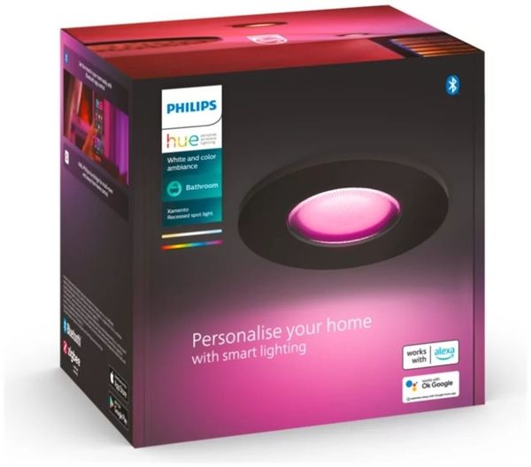 Philips Hue White and Color ambiance Xamento Einbauspot schwarz Intelligenter Einbaustrahler Bluetooth Schwarz LED Nicht austauschbare(s) Leuchtmittel Weiß
