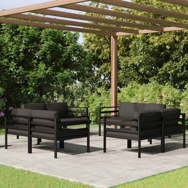 vidaXL 8-tlg. Garten-Lounge-Set mit Kissen Aluminium Anthrazit 3107829