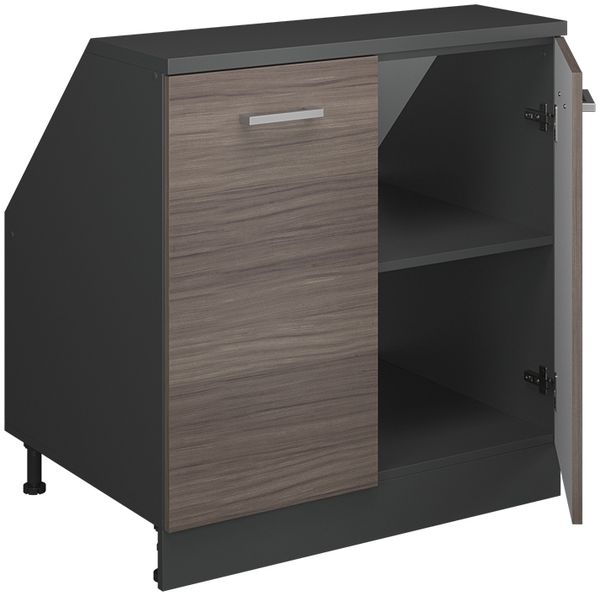 Küchenschrank für Dachschrägen R-Line Edelgrau 80 cm mit 2 Türen, Schrankkorpus 60 cm Tiefe Vicco Bild 3