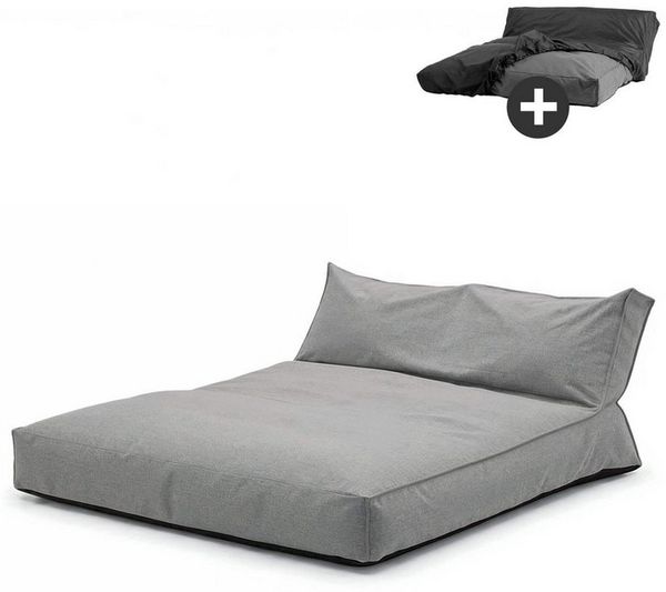 mokebo Sitzsack Outdoor Lounge 'Das Daybed' (mit Schutzhülle), Bean Bag Outdoor für Kinder & Erwachsene, Gartenliege in Steingrau