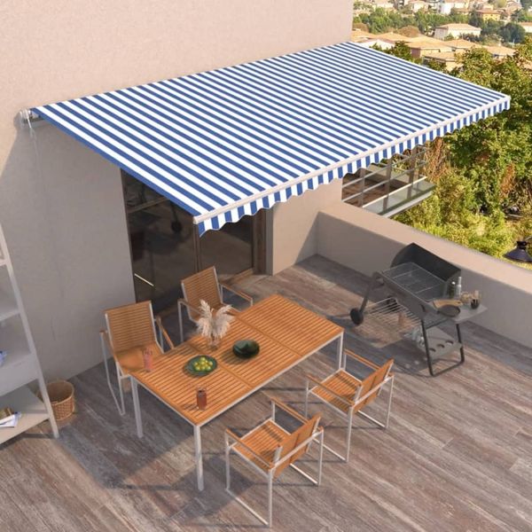 vidaXL Markise Automatisch Einziehbar 600x350 cm Blau und Weiß 3069046