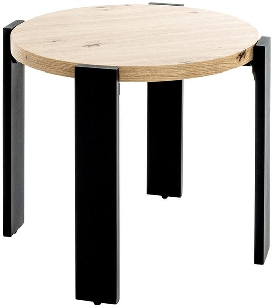 Beistelltisch >54463< in eiche, schwarz, MDF, Metall - 46x50cm (HxD)