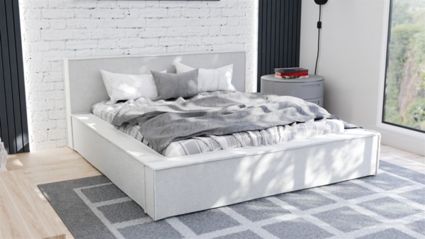 Polsterbett Doppelbett ALDANA 120x200cm Komplettset in Stoff Freya Weiß