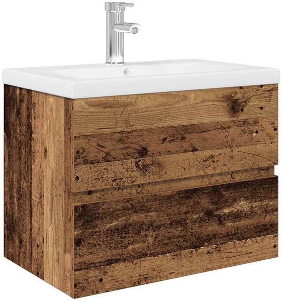 Waschbeckenunterschrank, Badschrank, Unterschrank mit Einbaubecken und Wasserhahn j214p