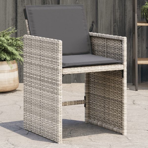 vidaXL Gartenstühle mit Kissen 4 Stk. Hellgrau Poly Rattan 364988