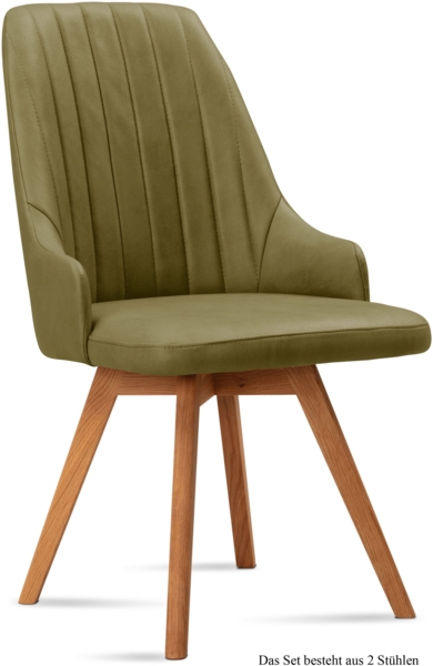 Esszimmerstuhl (2er-Set) Domka 52x91x60 Eiche geölt/Olivgrün