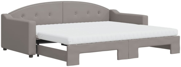 vidaXL Tagesbett Ausziehbar mit Matratzen Taupe 90x200 cm Stoff 3197551
