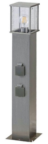 Lindby Pollerleuchte Caspa, dimmbar, Leuchtmittel nicht inklusive, Modern, Edelstahl, Polycarbonat, edelstahl, klar, 1 flammig, E27