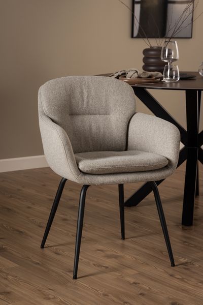 Armlehnstuhl >Dora< in Beige, Stoff - 58x84x59cm (BxHxT)