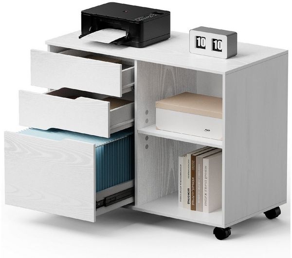 SURFOU Rollcontainer Schreibtisch Büromöbel Druckerschrank Büro Schrank, Schreibtisch Schrank auf Rollen Rollschrank Kommode mit Rollen