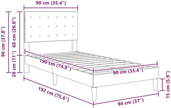 vidaXL Bettrahmen mit Kopfteil Dunkelgrün 90 x 190 cm Stoff 42027764 Bild 9