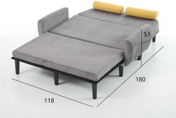 2-Sitzer Multiform Sofa in Grau H 85 x T 133.5 x B 77 cm aus Cord mit verstellbarer Rückenlehne und Schlaffunktion Bild 5