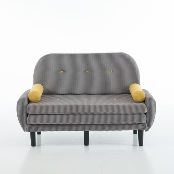 2-Sitzer Multiform Sofa in Grau H 85 x T 133.5 x B 77 cm aus Cord mit verstellbarer Rückenlehne und Schlaffunktion Bild 6