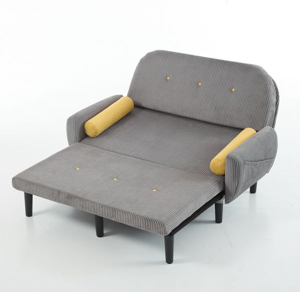 2-Sitzer Multiform Sofa in Grau H 85 x T 133.5 x B 77 cm aus Cord mit verstellbarer Rückenlehne und Schlaffunktion Bild 8