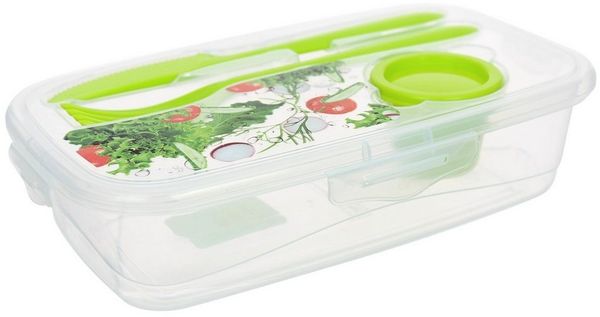 Neuetischkultur Lunchbox Frischhaltedose mit Besteck 2 Stück Easylunch, Kunststoff, (2-tlg, 2 Dosen mit Deckel und Besteck in 2 verschiedenen Farben), Lunchbox Salatbox To Go