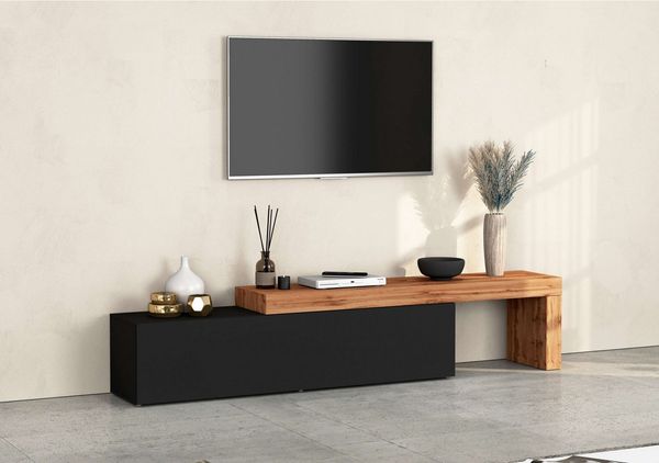 OTTO home Lowboard Chronos TV-Board, TV-Schrank (1 St, Breite verstellbar von 190 bis 350 cm), Breite 270 cm TV-Board,Lowboard,1 Klappe und ein L-Förmiger Aufsatz