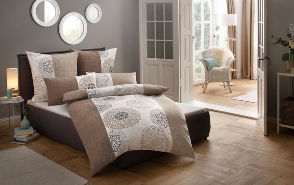 OTTO home Bettwäsche Cison in Gr. 135x200 oder 155x220 cm, Biber, 2 teilig, florale Bettwäsche aus Baumwolle