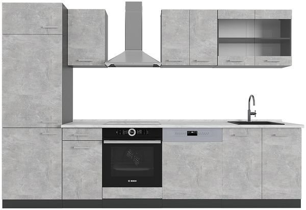 Küchenzeile R-Line Beton/Anthrazit 300 cm , AP Marmor Vicco