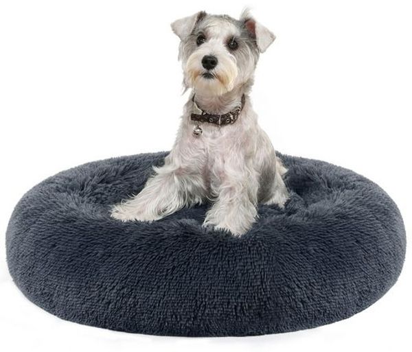 FEANDREA Kuscheliges Haustierbett, herausnehmbares Kissen, Donut Katzenbett, für Wohnzimmer, waschbar, 70 cm, grau