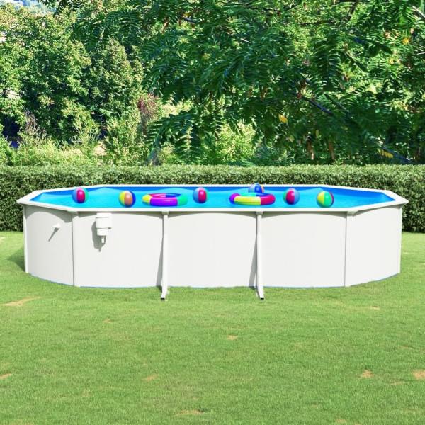 vidaXL Stahlwand-Pool Oval 610x360x120 cm Weiß 93265