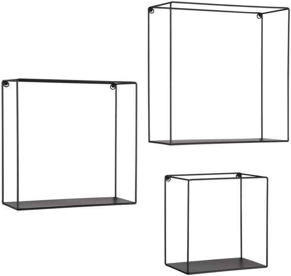 3er Set Wandregal Rita - Metall Schwarz Bild 2