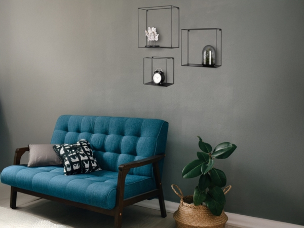 3er Set Wandregal Rita - Metall Schwarz Bild 6