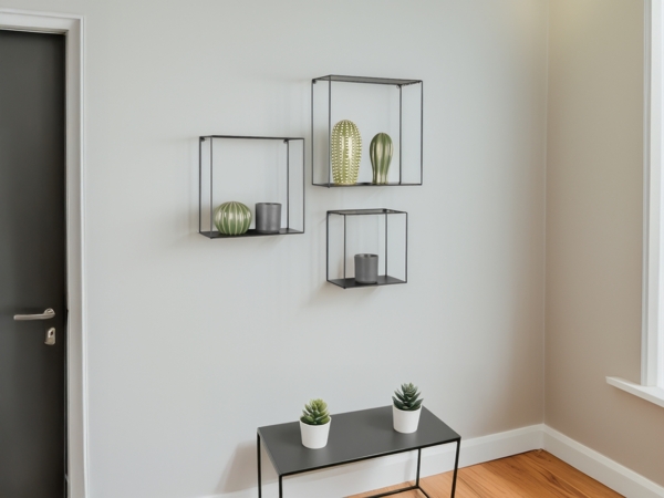 3er Set Wandregal Rita - Metall Schwarz Bild 7