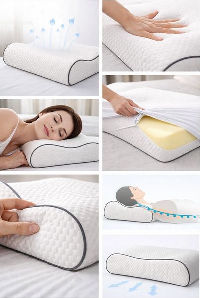 Premium Visco Nackenstützkissen 60x40 cm – Orthopädisch – Ergonomische Wölbung – Memory Foam – Höhe 14/12 cm