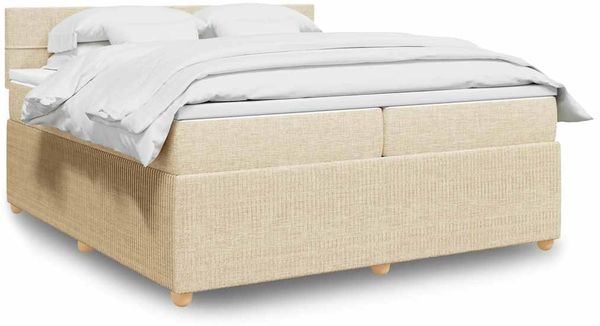 vidaXL Boxspringbett mit Matratze Creme 200x200 cm Stoff 3287568