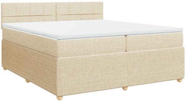 vidaXL Boxspringbett mit Matratze Creme 200x200 cm Stoff 3287568