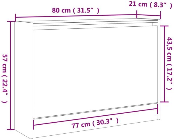 vidaXL Schuhschrank Betongrau 80x21x57 cm Holzwerkstoff 839913 Bild 9