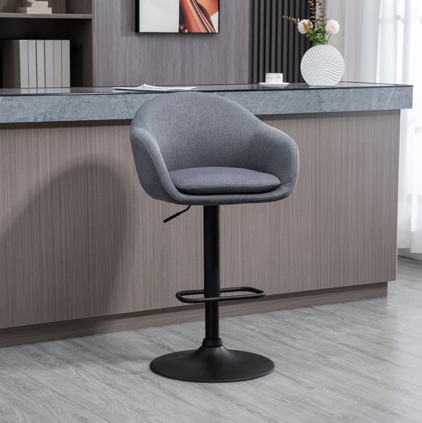 Barhocker 54 x 54 x 112 cm – höhenverstellbar, 360° drehbar, mit Fußstütze in Dunkelgrau