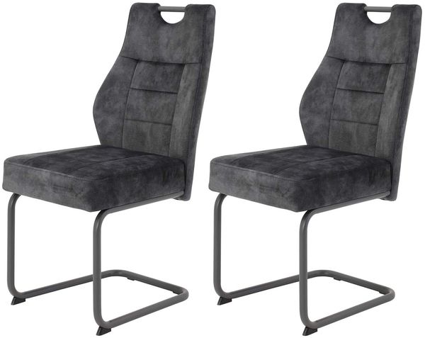 2er Set Schwingstuhl Linda - Vintage Anthrazit