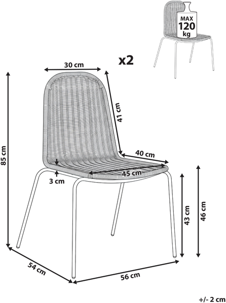Esszimmerstuhl 2er Set ROXTON Rattan Dunkelbraun Bild 2
