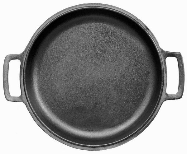BIG-PAN Servierpfanne Ø40 cm Deckel-Bratpfanne Gusseisen Servierpfanne, Gusseisen