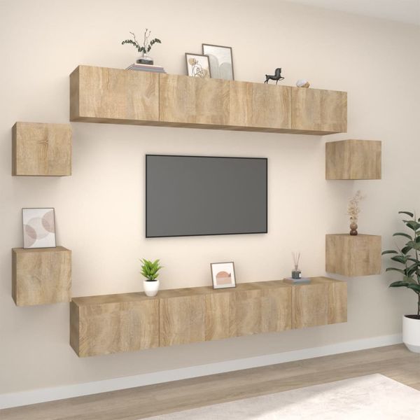 8-tlg. TV-Schrank-Set Sonoma-Eiche Holzwerkstoff [3114224]