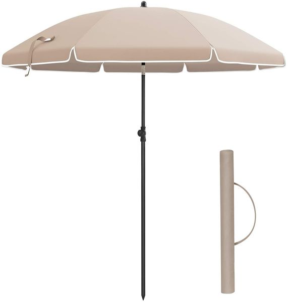 Sonnenschirm für Strand mit Tragetasche, ohne Ständer, UV-Schutz bis UPF 50+, Stahl taupe, Ø 160 cm