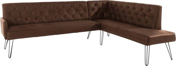 exxpo - sofa fashion Eckbank Doppio, Chesterfield Optik, komfortabel und bequem, hohe Designfüße, Frei im Raum stellbar