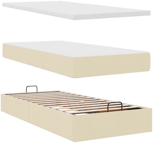 vidaXL Ottoman-Bett mit Matratze Creme 90x200 cm Stoff 3311083 Bild 8