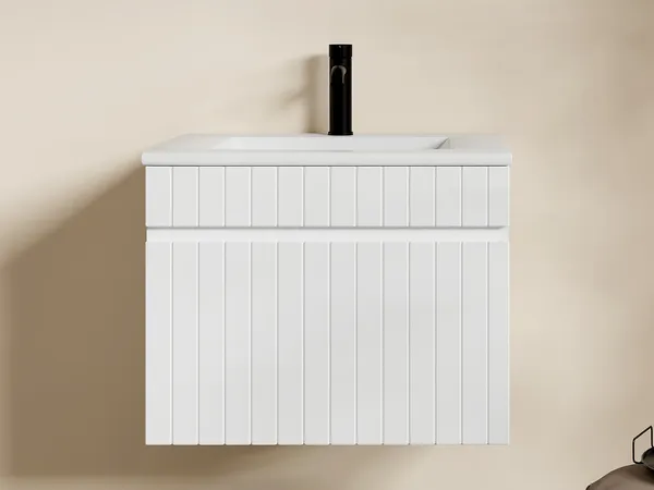 Vente-unique - SATARA Waschbeckenmöbel Holz, Platte Weiß - B 46 cm x H 46 cm x L 60 cm