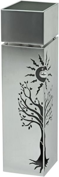 Pflanzsäule LINZ Silber Edelstahl | Pflanzkübel hoch Blumenkübel Pflanzkasten