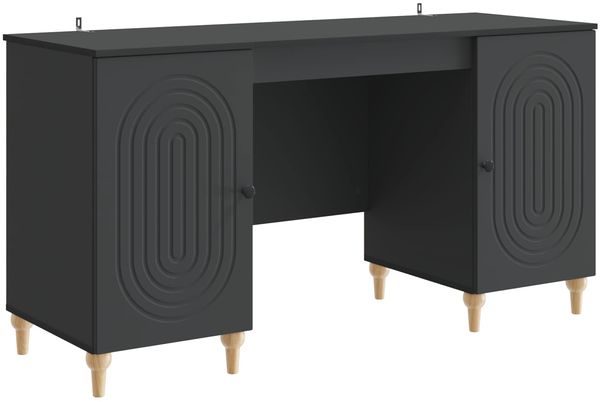 vidaXL Schreibtisch mit Regal Schwarz 142,5 x 50 x 75 cm Holzwerkstoff 3414577
