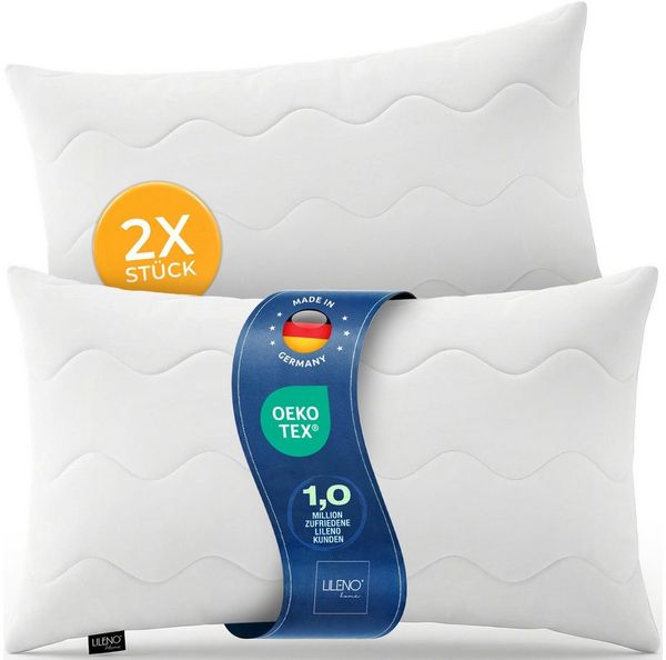 LILENO HOME Kopfkissen - gestepptes Kissen in verschiedenen Größen - Made in Germany, Füllung: 100% Polyester, Rückenschläfer, Seitenschläfer, Bauchschläfer, Spar-Set, 2er Set, Kopfkissen 40x80 cm MEDIUM mit 450g Füllung, allergikergeeignet